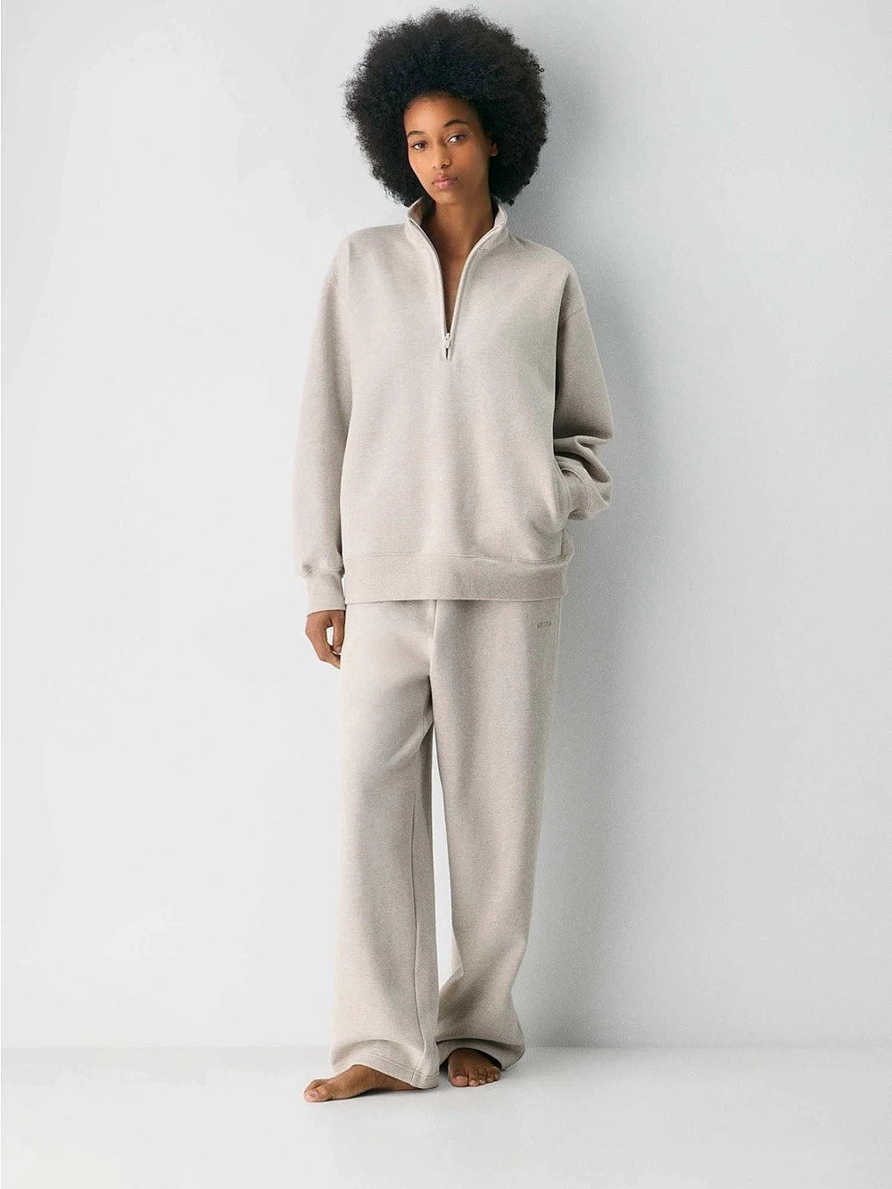 Tna Cozy Fleece Mega Half Zip Sweatshirt Cream